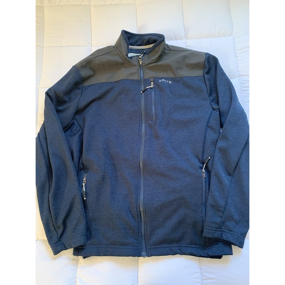 ORVIS Men's Bonded Mesh Fleece Full Zip Jacket ~ Blue ~‎ Size Large